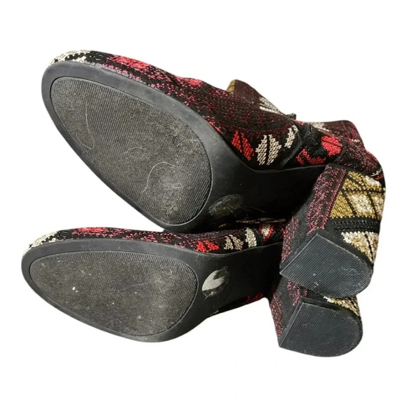 RAMPAGE Embroidered soft fleece lined ankle winter boots Chunky heel almond toe - Picture 6 of 8